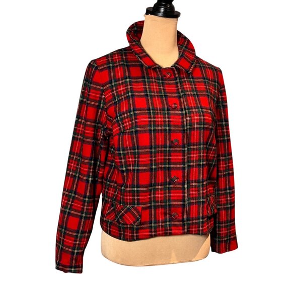 Vintage 60s Pendleton Wool Stewart Plaid Blazer Sz L Red Tartan Academia Preppy - Picture 13 of 13